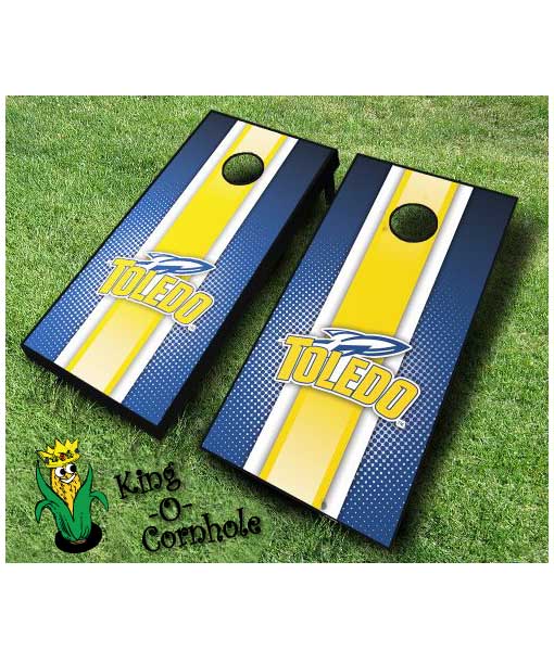 Toledo rockets NCAA cornhole boards Stripe