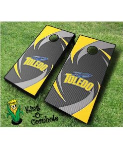 Toledo rockets NCAA cornhole boards Swoosh