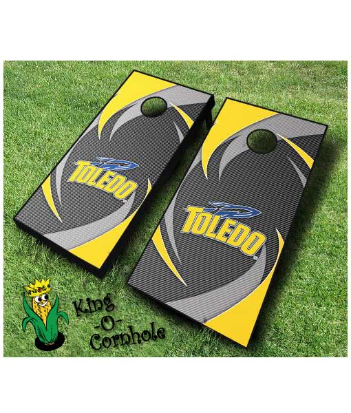 Toledo rockets NCAA cornhole boards Swoosh