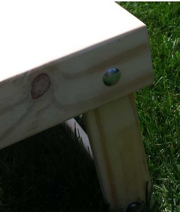 Cornhole boards mitred frame detail