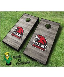miami redhawks NCAA cornhole boards Distressed