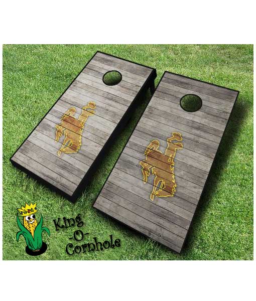 wyoming cowboys NCAA cornhole boards Distressed