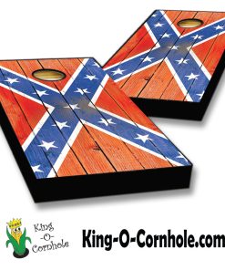distressed confederate flag cornhole boards set