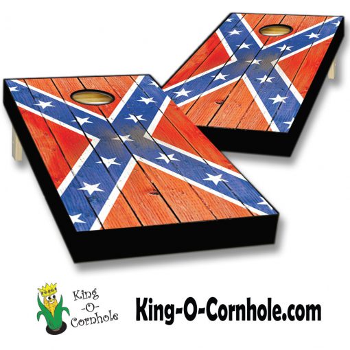 distressed confederate flag cornhole boards set