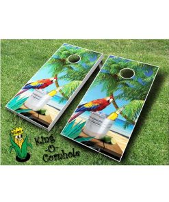 Parrot Beach cornhole board game set